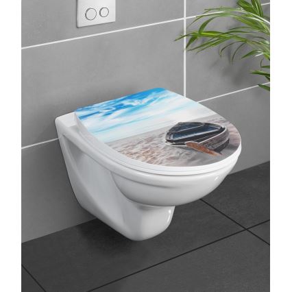 WENKO 23532100-WC WC-bril – draagvermogen 300/350 kg, 36,5x45 cm, veelkleurig/zilver