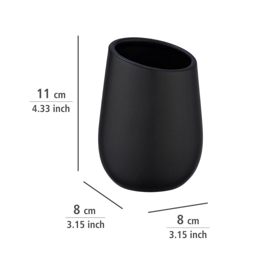 WENKO 23651800 - BADI tandenborstelbeker 8x11 cm zwart
