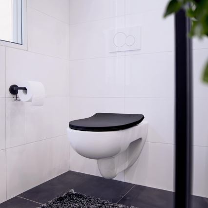 WENKO 23827100-WC Siège WC SEDILO 45,2 x 36,2 cm noir/argenté