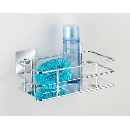 WENKO 23854800 - Étagère TURBO-LOC QUADRO ED. 24 x 14,5 cm, acier inoxydable / chrome brillant