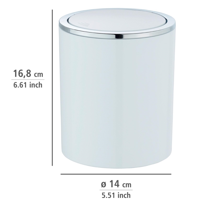 WENKO 23930100 - Prullenbak INCA 14x16,8 cm wit/glanzend chroom