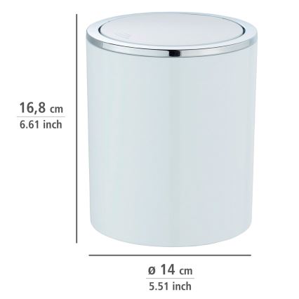 WENKO 23930100 - Corbeille INCA 14 x 16,8 cm blanche/chrome brillant