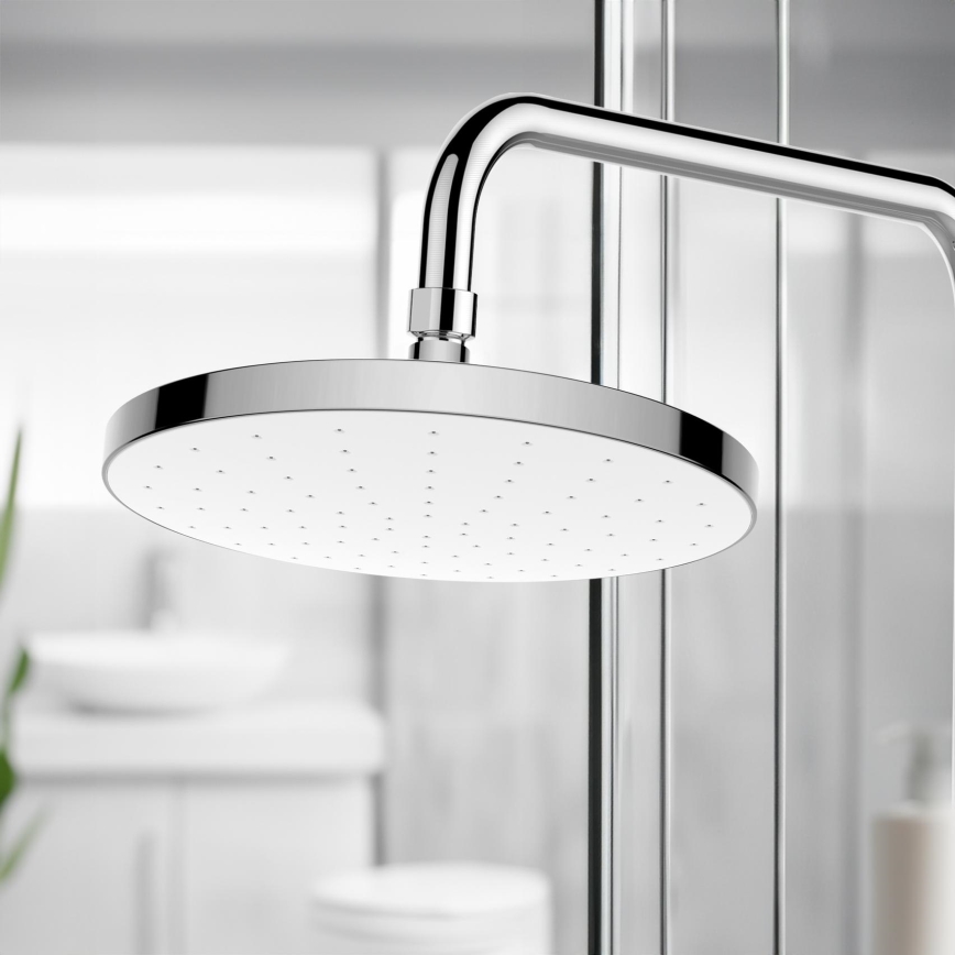 WENKO 24000100-Tête de douche NETTOYAGE AUTOMATIQUE 22,5x22,5 cm chrome brillant/blanc