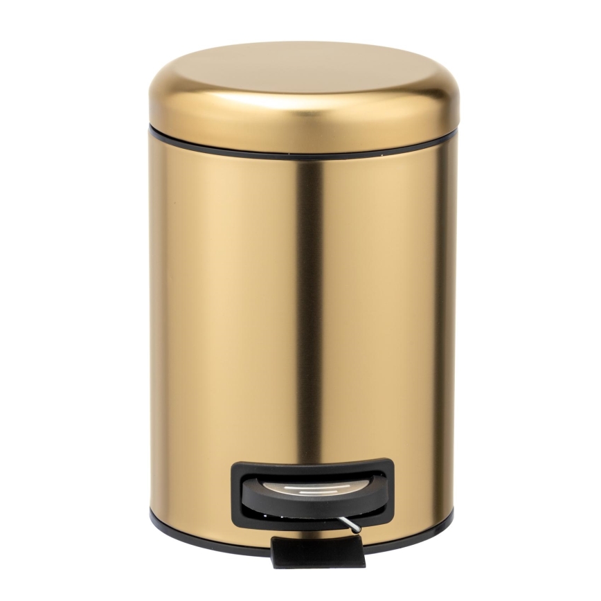 WENKO 24009800 - Afvalemmer LEMAN 17x25 cm roestvrij staal/goud/zwart