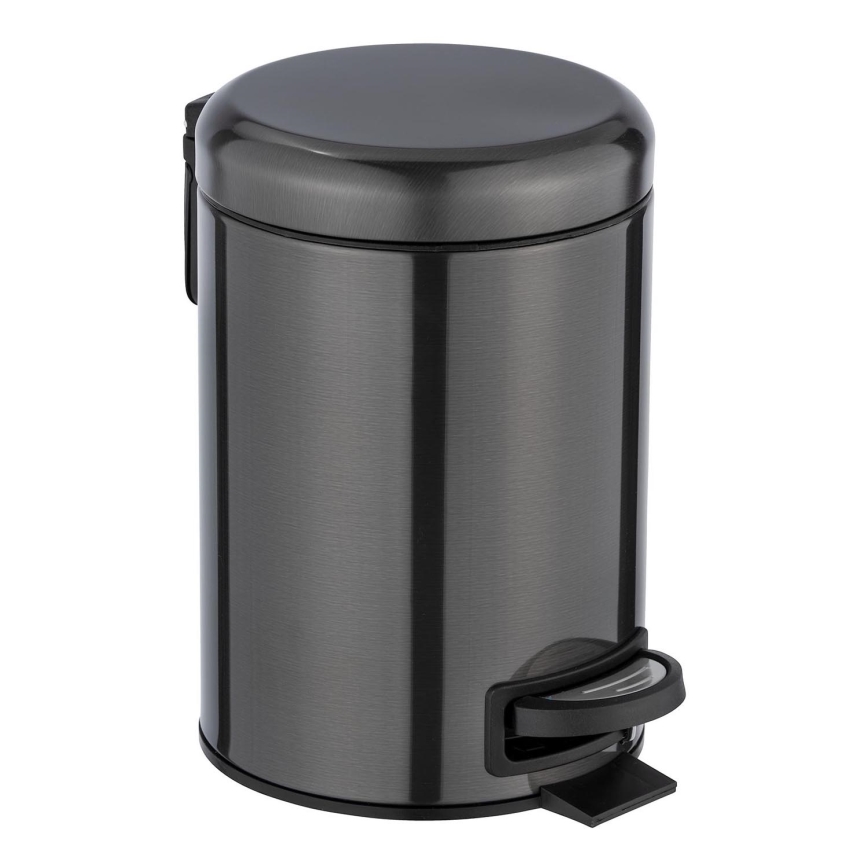 WENKO 24035100 - Prullenbak LEMAN 17x25 cm roestvrij staal/zwart