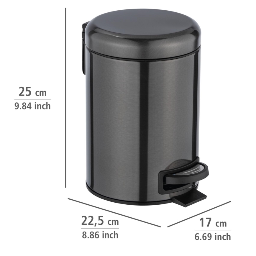 WENKO 24035100 - Prullenbak LEMAN 17x25 cm roestvrij staal/zwart