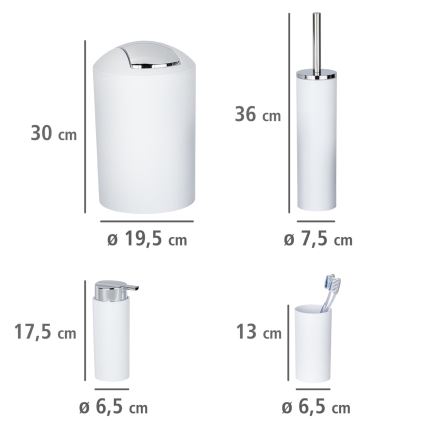 WENKO 24077800 - Ensemble CALVO 6,5 x 13 cm blanc / chrome brillant