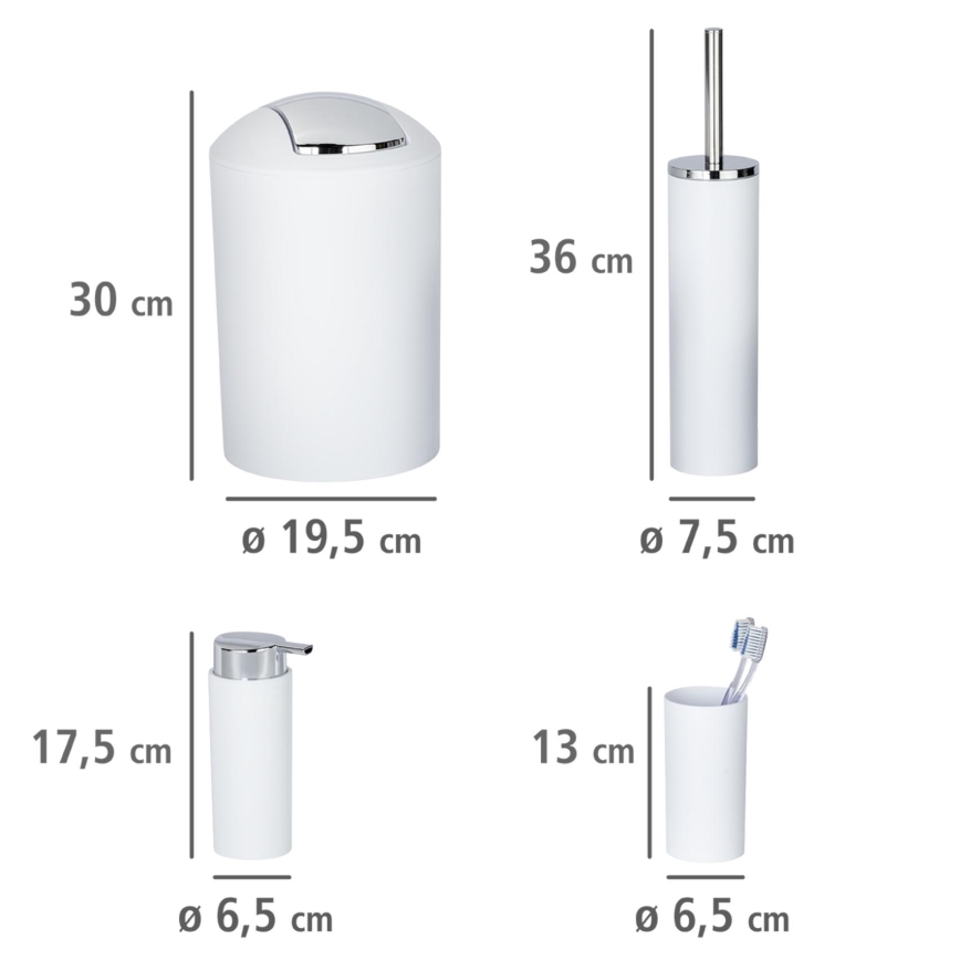 WENKO 24077800 - Set CALVO 6,5x13 cm wit/glanzend chroom