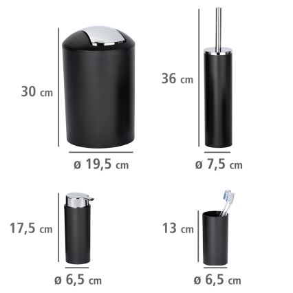 WENKO 24078800 - Ensemble CALVO 6,5x13 cm noir/chrome brillant