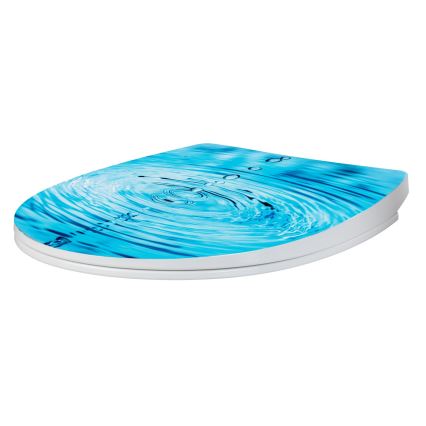 WENKO 24082800 - WC-bril DROPLETS 45 x 38,8 cm blauw/wit