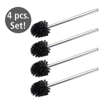 WENKO 24089800 - SET 4x wc-borstel 8x35 cm RVS/zilver/zwart
