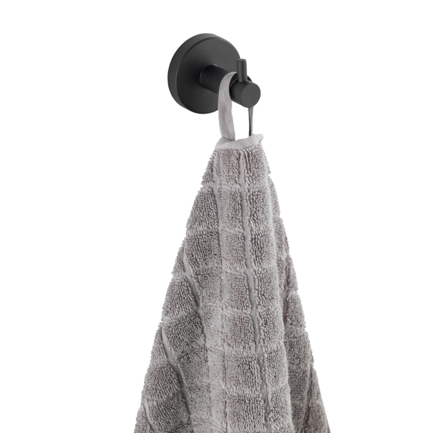 WENKO 24232100-Crochet BOSIO BLACK 5,5x5,5 cm inox/argenté