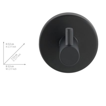 WENKO 24232100-Crochet BOSIO BLACK 5,5x5,5 cm inox/argenté