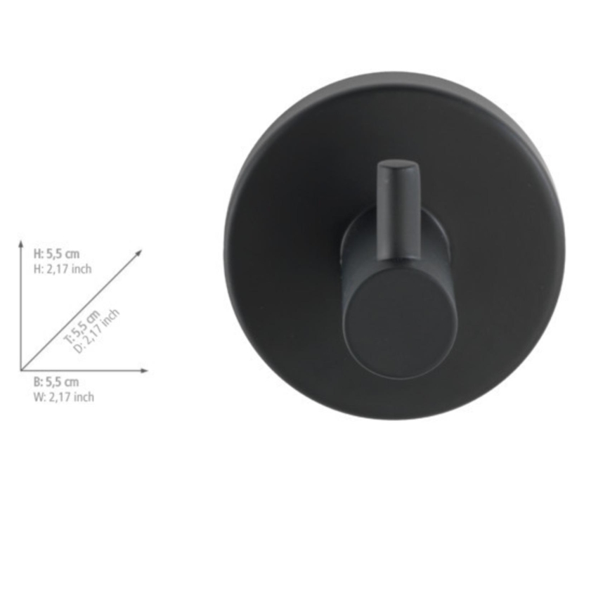 WENKO 24232100-Haak BOSIO BLACK 5,5x5,5 cm roestvrij staal/zilver