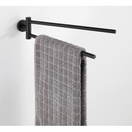 WENKO 24238100 - BOSIO BLACK handdoekhouder 5,5 x 43 cm, roestvrij staal / zilverkleurig