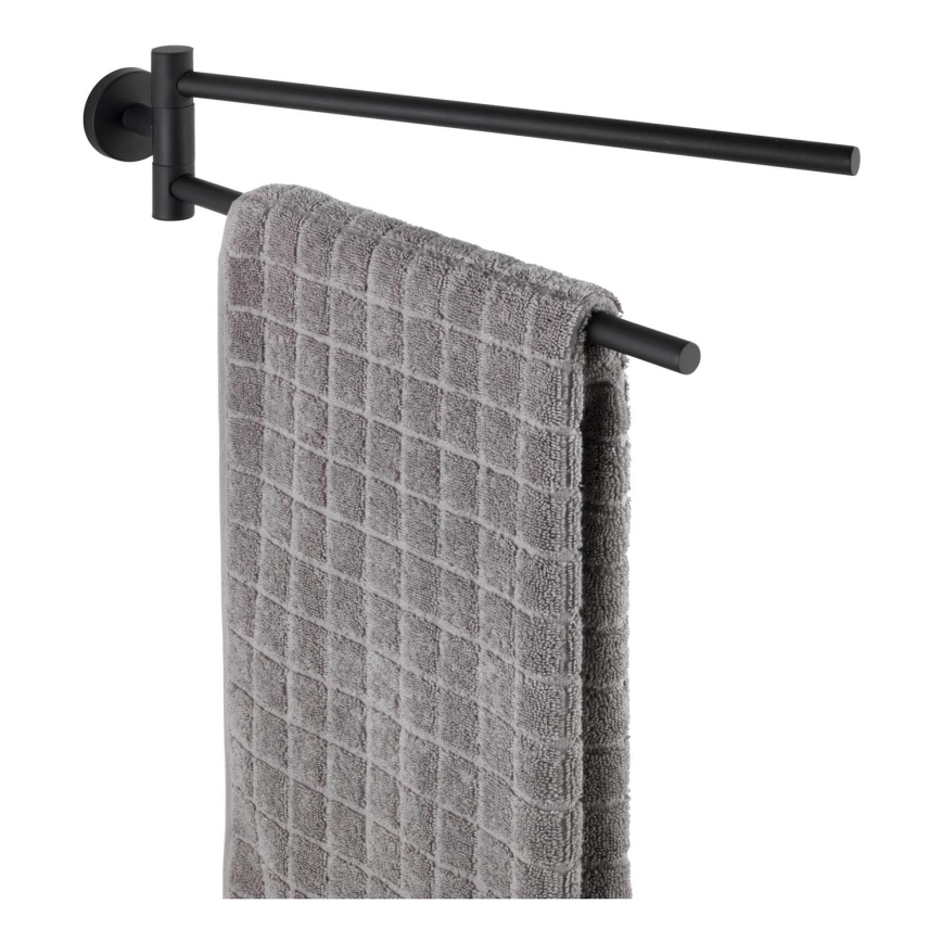 WENKO 24238100-Porte-serviettes BOSIO BLACK 5,5x43 cm inox/argenté