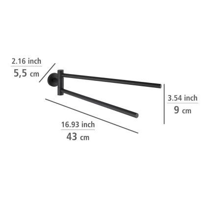 WENKO 24238100-Porte-serviettes BOSIO BLACK 5,5x43 cm inox/argenté