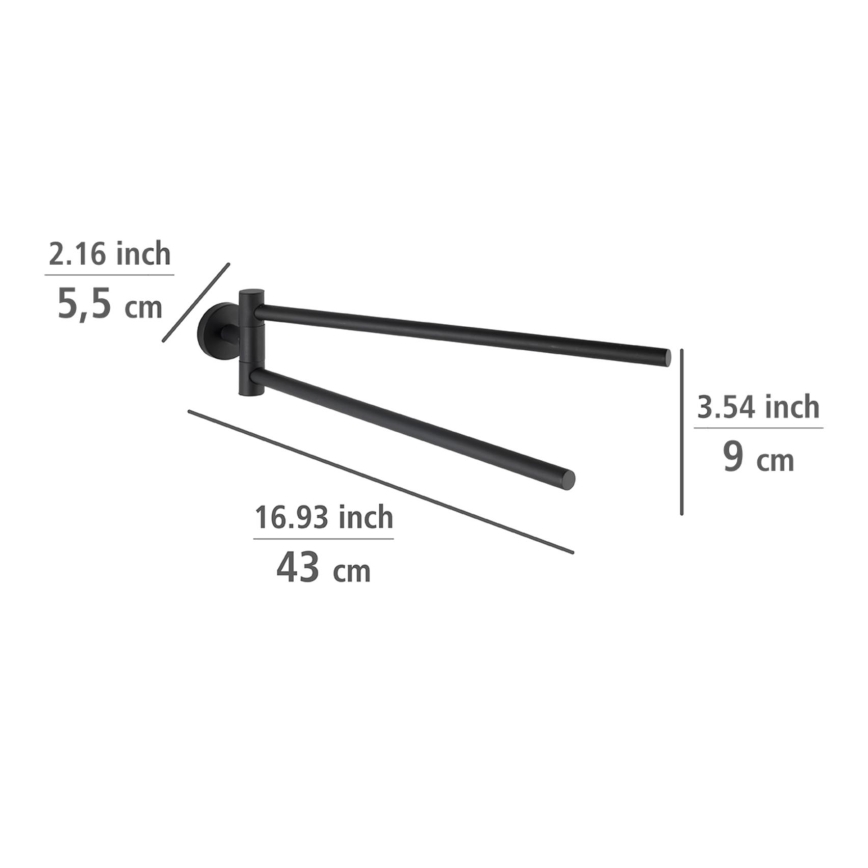 WENKO 24238100-Porte-serviettes BOSIO BLACK 5,5x43 cm inox/argenté