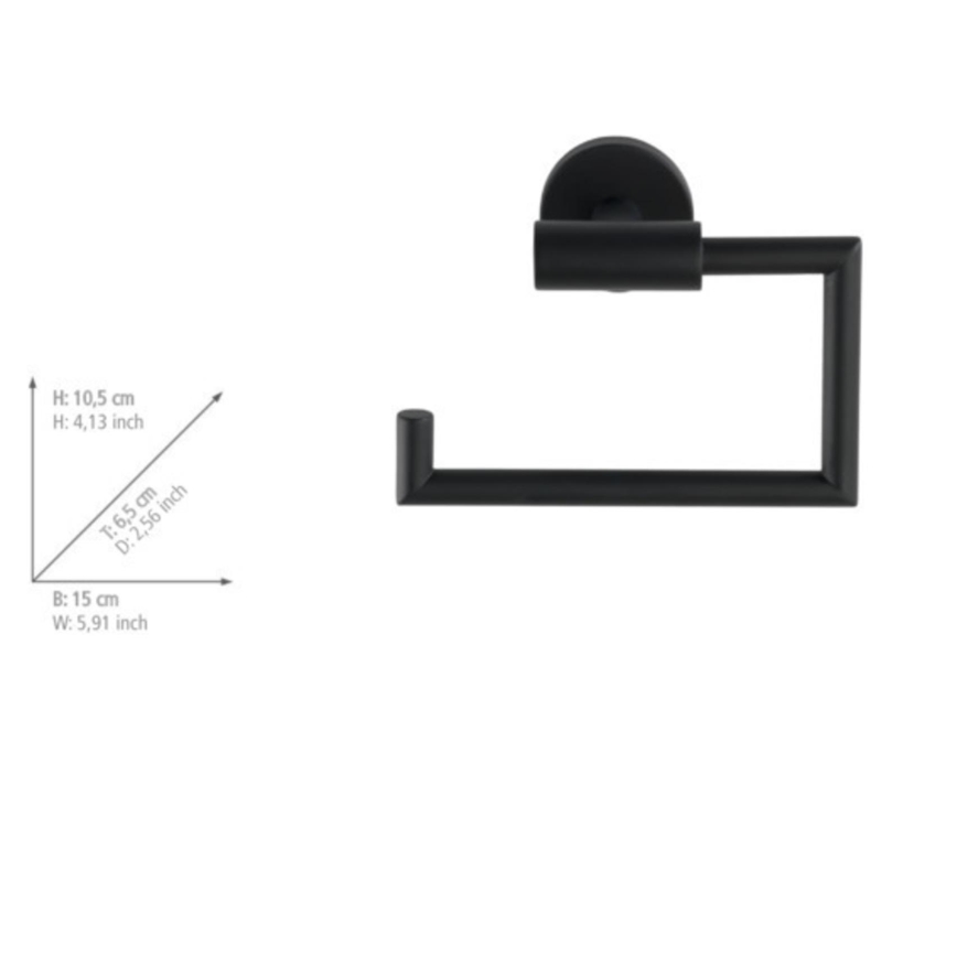 WENKO 24240100-Support pour papier toilette BOSIO BLACK 15x10,5 cm inox/argenté