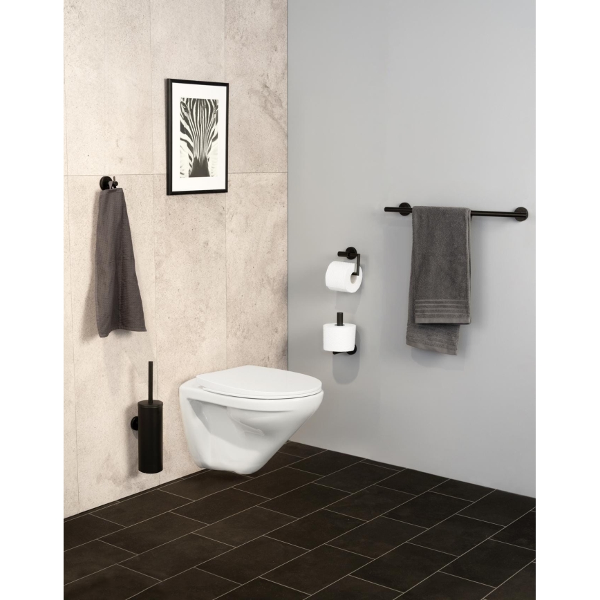 WENKO 24240100-Toiletrolhouder BOSIO BLACK 15x10,5 cm rvs/zilver