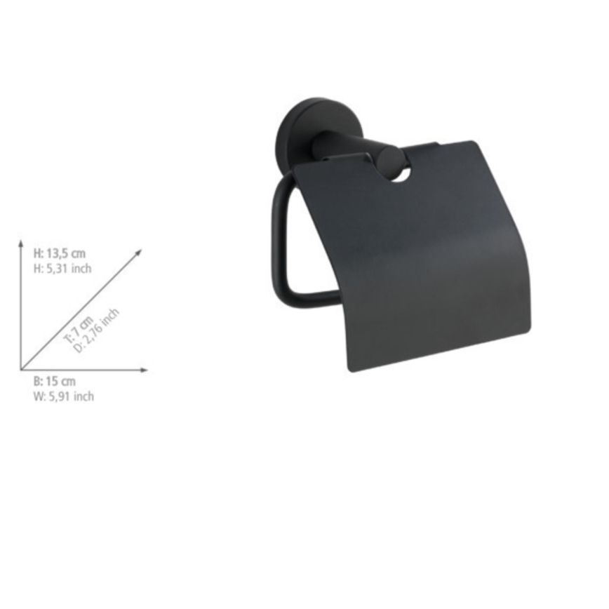 WENKO 24241100-Toiletrolhouder BOSIO BLACK 15x13,5 cm RVS/zilver