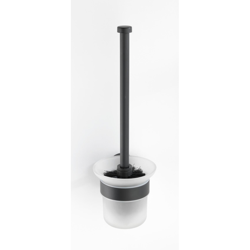 WENKO 24243100-WC BOSIO BLACK wc-borstel 10x35 cm roestvrij staal/zilver/satijn