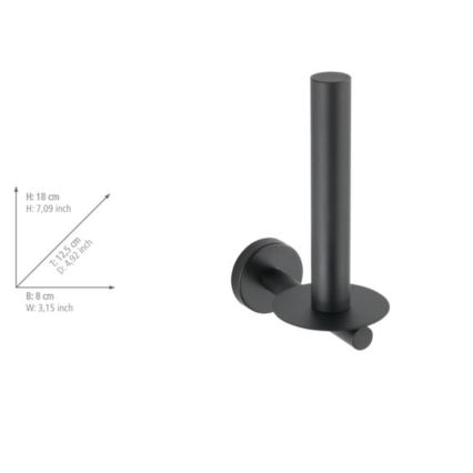WENKO 24262100-Dérouleur de papier toilette BOSIO BLACK 8x18 cm inox/argenté