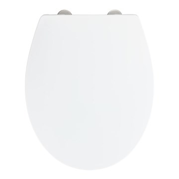 WENKO 24516100-WC Abattant WC robuste, capacité 300/350 kg, 37 x 44,5 cm, blanc/argenté