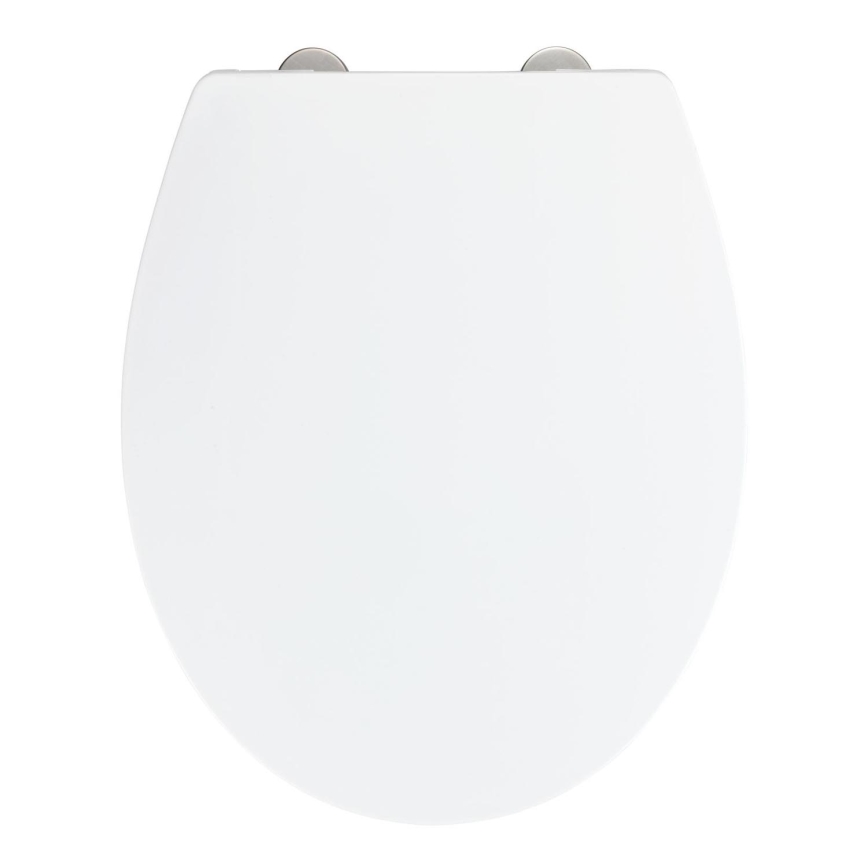 WENKO 24516100-WC Abattant WC robuste, capacité 300/350 kg, 37 x 44,5 cm, blanc/argenté