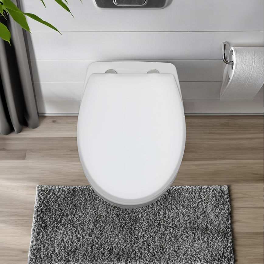 WENKO 24516100-WC Abattant WC robuste, capacité 300/350 kg, 37 x 44,5 cm, blanc/argenté