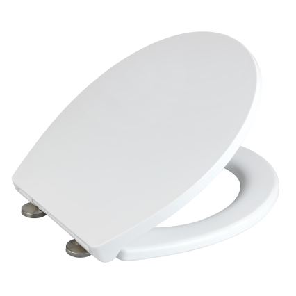 WENKO 24516100-WC Abattant WC robuste, capacité 300/350 kg, 37 x 44,5 cm, blanc/argenté