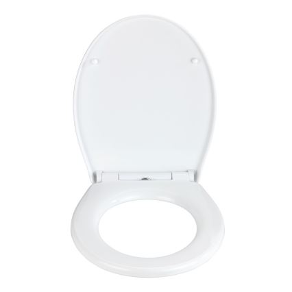WENKO 24516100-WC Abattant WC robuste, capacité 300/350 kg, 37 x 44,5 cm, blanc/argenté