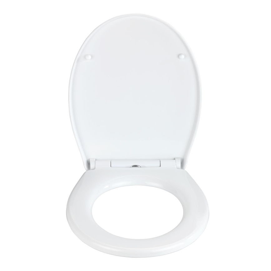 WENKO 24516100-WC Abattant WC robuste, capacité 300/350 kg, 37 x 44,5 cm, blanc/argenté