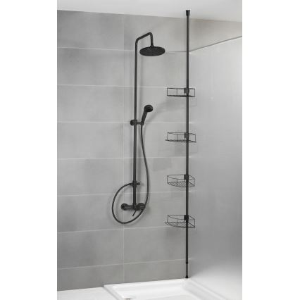 WENKO 24568100-Étagère d'angle DOLCEDO 31x230 cm inox/noir