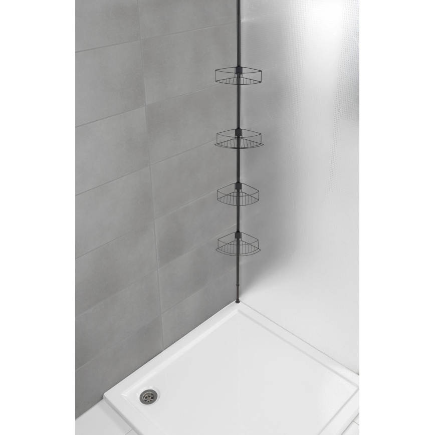WENKO 24568100-Étagère d'angle DOLCEDO 31x230 cm inox/noir