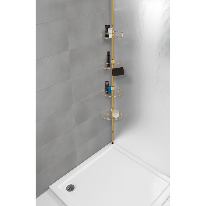 WENKO 24569100-Étagère d'angle DOLCEDO 31x275 cm dorée