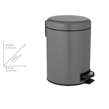 WENKO 24682100 - Corbeille LEMAN 21x24 cm gris/noir