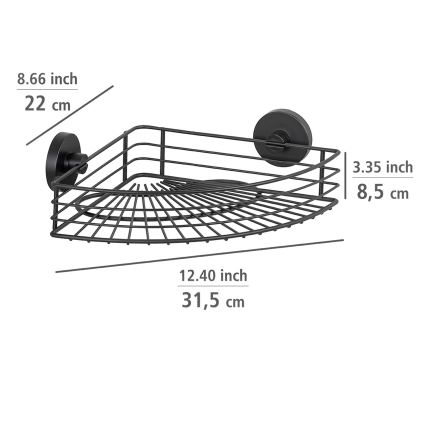 WENKO 24735100-Étagère VACUUM-LOC RUND SCHW 35x22,5 cm noire