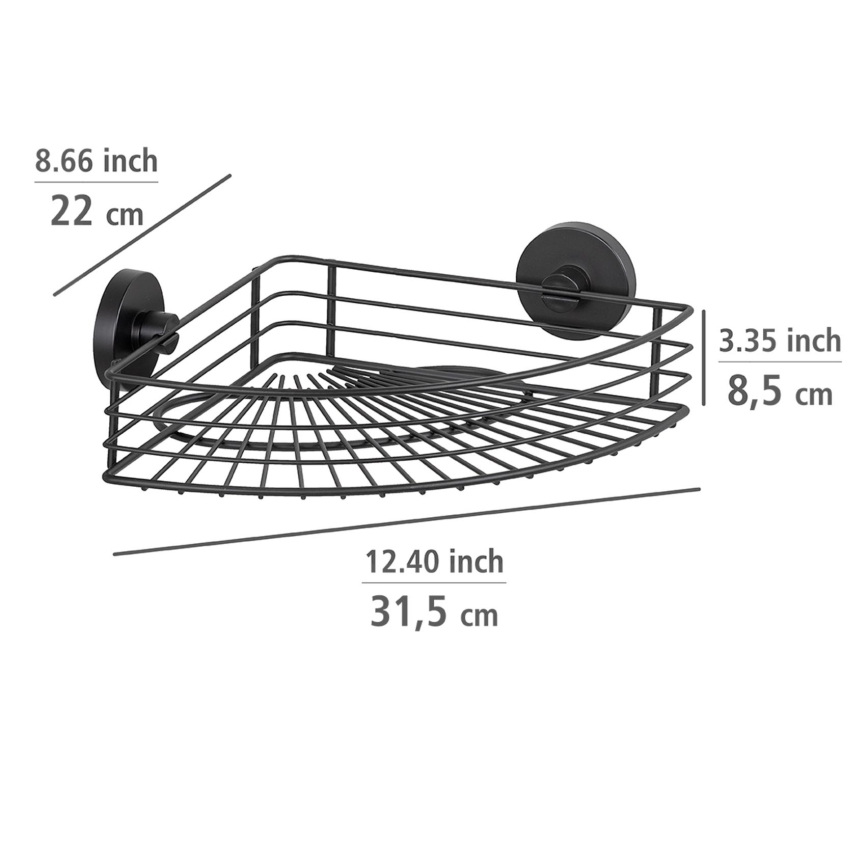 WENKO 24735100-Étagère VACUUM-LOC RUND SCHW 35x22,5 cm noire