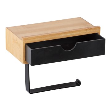 WENKO 24754100 - Support pour papier toilette BAMBUSA 18,5x14 cm marron/noir