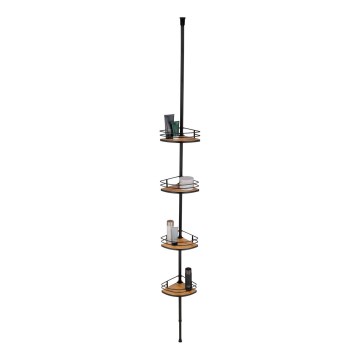 WENKO 24756100-Étagère d'angle DOLCEDO 31x20 cm inox/noir/marron