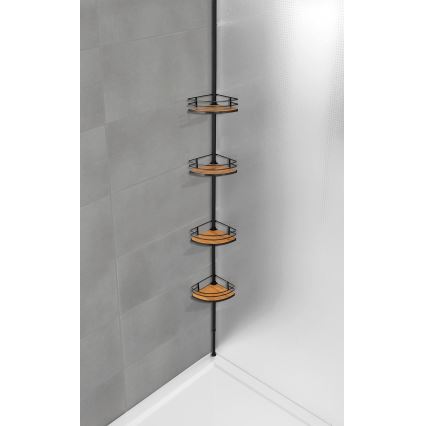 WENKO 24756100-Étagère d'angle DOLCEDO 31x20 cm inox/noir/marron
