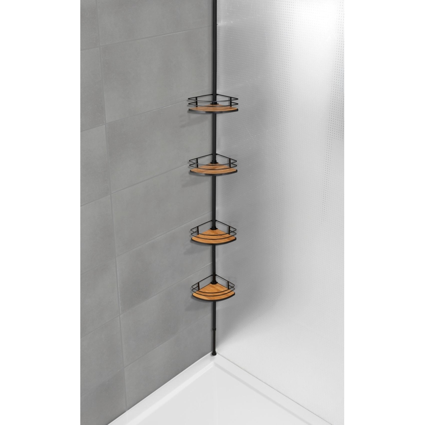 WENKO 24756100-Étagère d'angle DOLCEDO 31x20 cm inox/noir/marron