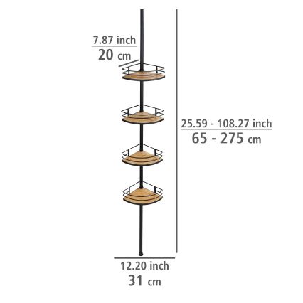 WENKO 24756100-Hoekplank DOLCEDO 31x20 cm roestvrij staal/zwart/bruin