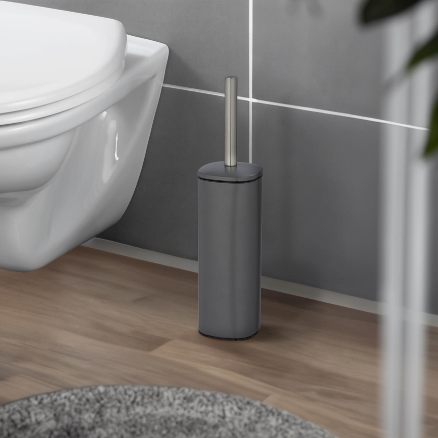 WENKO 24777100 - WC-set ALASSIO 9,3x39,2 cm rvs/grijs