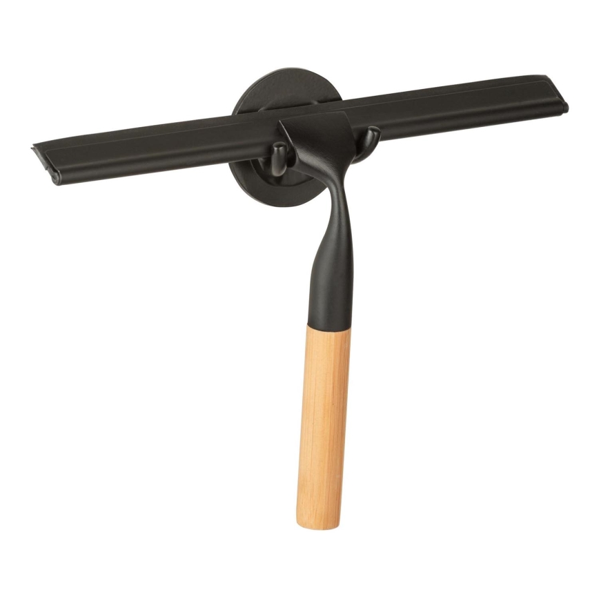 WENKO 24834100 - Bamboe ruitenwisser 24,5x17 cm roestvrij staal/zwart/bruin