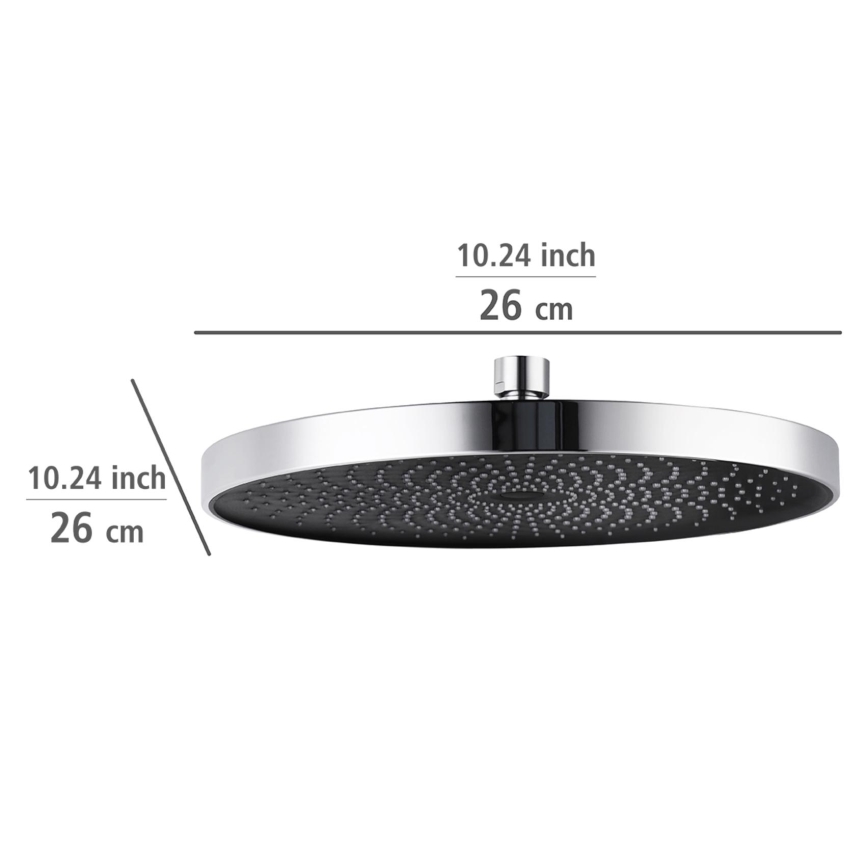 WENKO 24910100 - Douchekop SOFTWATER 26x26 cm glanzend chroom/zwart