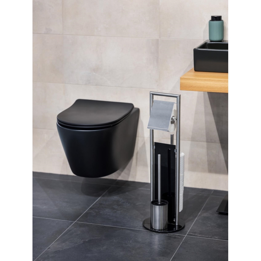 WENKO 24981800 - ensemble WC RAVINA 20x70 cm inox/argenté