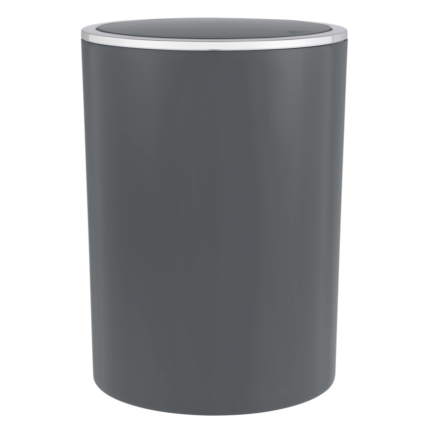 WENKO 25146100 - Corbeille INCA 18,5x25,5 cm anthracite/chrome brillant