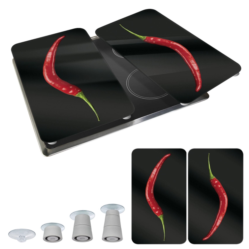 WENKO 2521380100 - Afdekplaat voor kookplaat 30x52 cm veelkleurig/grijs/helder